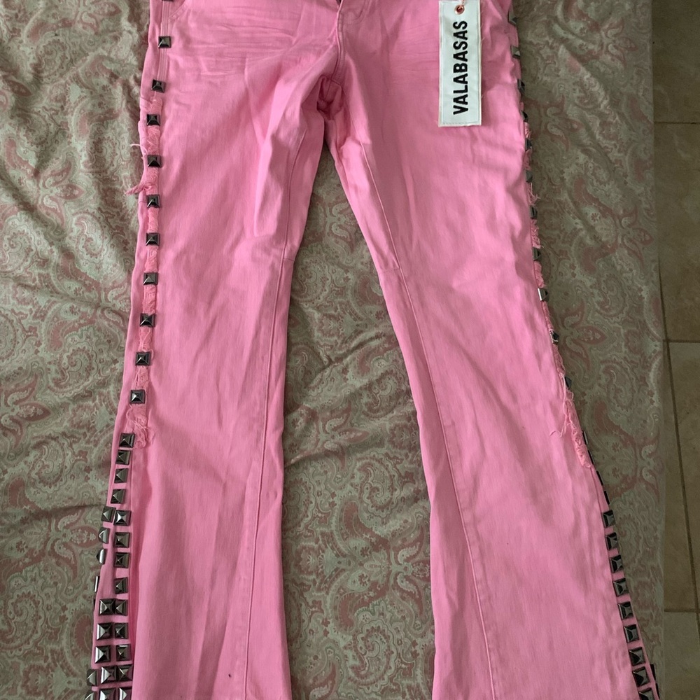Pink Stacked jeans